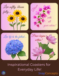 Floral Inspirational Coasters | Motivational Quotes, Set of 4 (MDF)