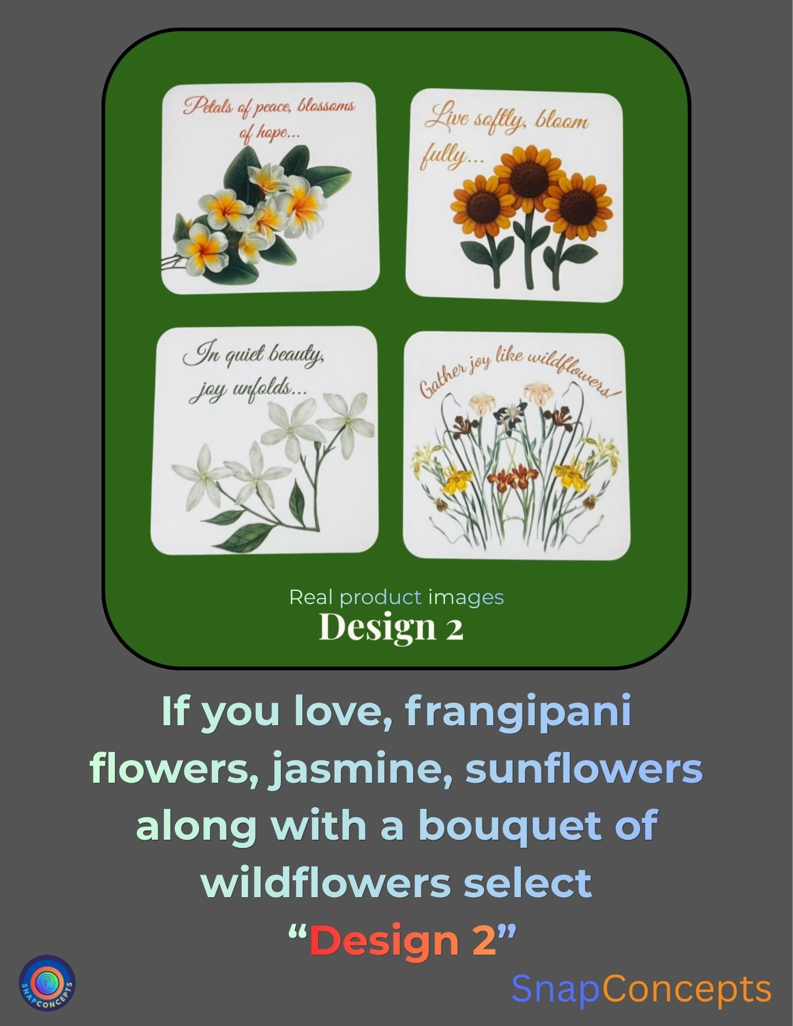 Floral Inspirational Coasters | Motivational Quotes, Set of 4 (MDF)