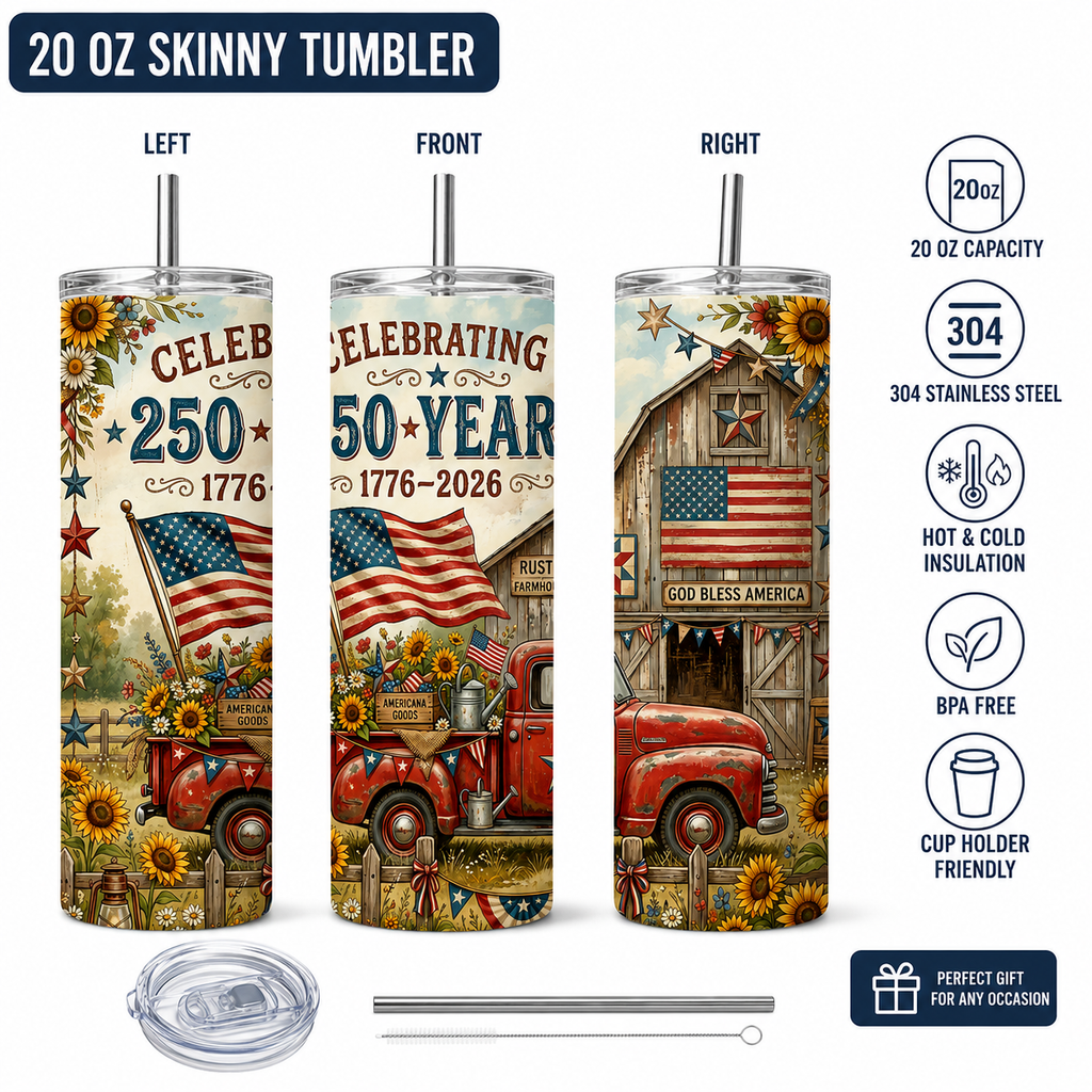 Celebrate 250 Years of Freedom – Premium 20 oz Skinny Tumbler Collection