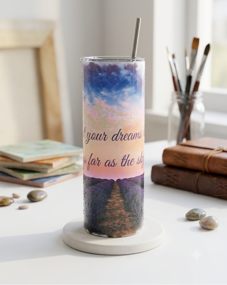 Inspirational Tumbler - Let your dreams rise as far as the sky!