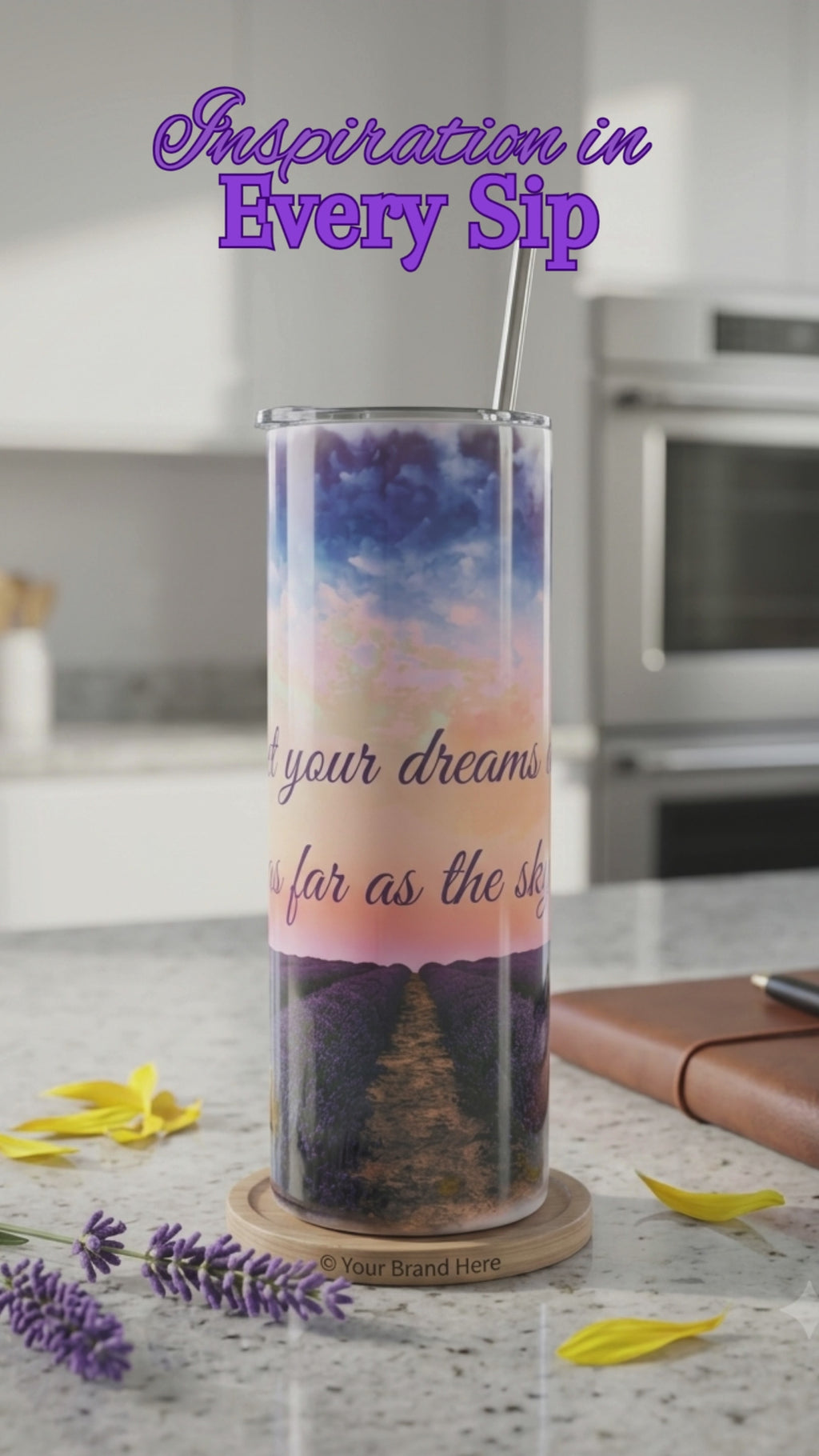 Inspirational Tumbler - Let your dreams rise as far as the sky!